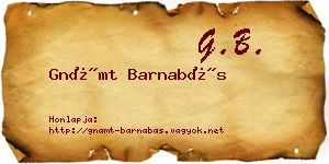 Gnámt Barnabás névjegykártya